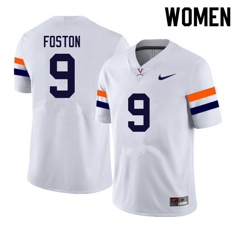 Women #9 Amaad Foston Virginia Cavaliers College Football Jerseys Sale-White